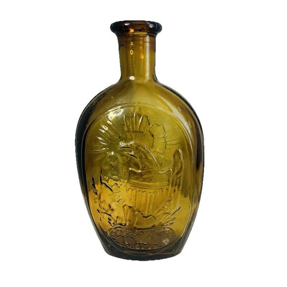 Vintage Franklin TWD Yellow Glass Bottle Lady Liberty American Eagle Collector - Picture 8 of 12